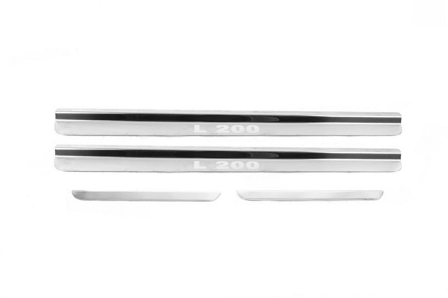 Mitsubishi L200 2006-2015 Protector de umbral Carmos (4 uds, acero inoxidable) Foto 1