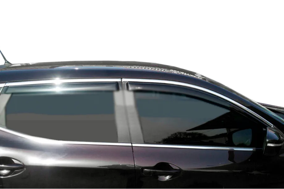 Nissan Qashqai 2014-2021 Deflectores de ventana con moldura cromada (4 uds, HIC) Foto 11
