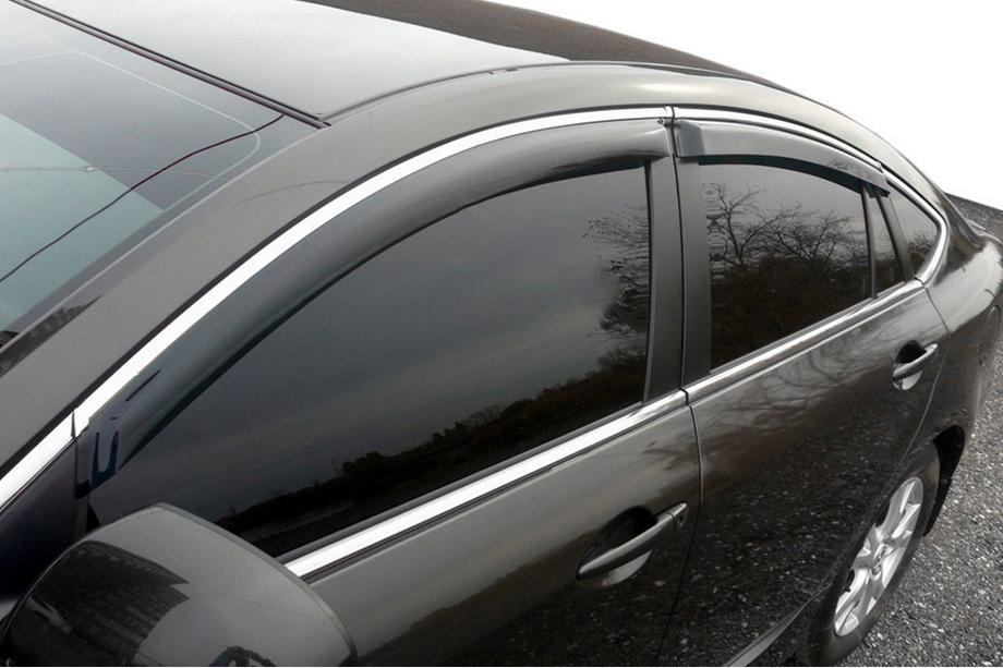 Ford Mondeo 2014-2022 Deflectores de ventana con moldura cromada (4 uds, HIC) Image