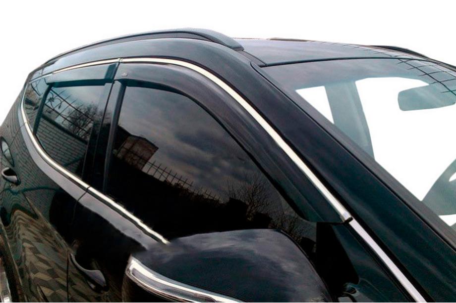 Hyundai Santa Fe 3 2012-2018 Deflectores de ventana con moldura cromada (4 uds, HIC) Foto 6