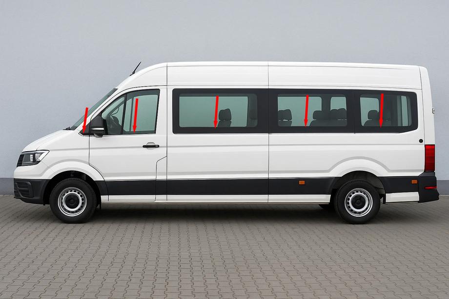Volkswagen Crafter 2016- Molduras inferiores de ventana base larga (10 uds, acero inoxidable) Image