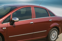 Fiat Linea 2006-2018 Molduras exteriores de ventanas acero inoxidable (8 piezas) foto 1