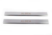Fiat Albea 2002-2012 Protector de umbral de puerta de acero inoxidable Carmos (2 uds) foto 2