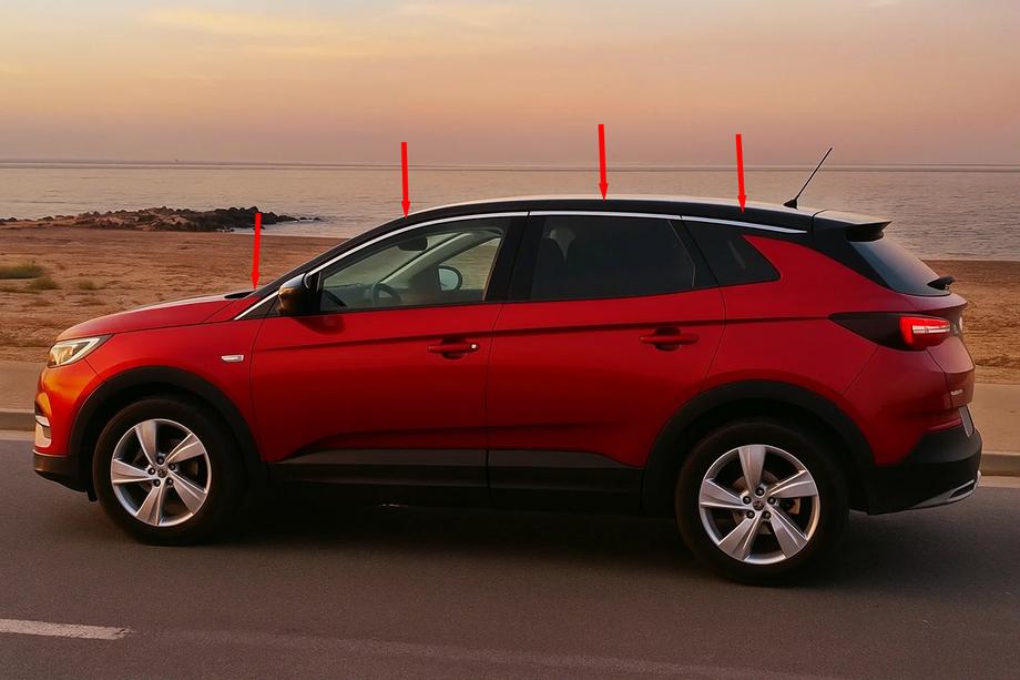 Opel Grandland X 2017- Molduras Superiores de Ventanas Acero Inoxidable (8 uds) Image