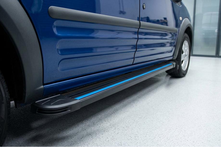 Ford Connect 2002–2006 Estribos Laterales Maya Blue (2 uds., Aluminio) Base Maxi Image