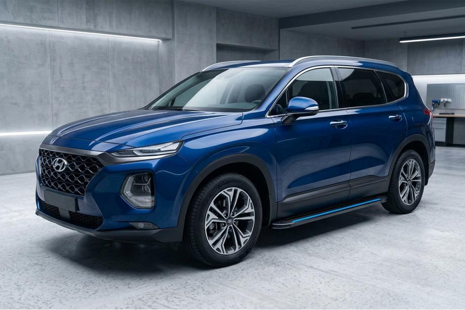 Hyundai Santa Fe 4 2018-2023 Estribos Laterales Maya Blue (2 uds., Aluminio) Image