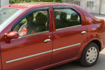 Renault Logan I 2008-2013 Molduras de puerta acero inoxidable (4 uds) Carmos - Acero Inoxidable Turco foto 4