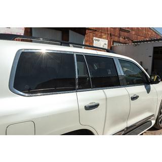 Juego completo de molduras de ventanas y pilares en acero inoxidable Toyota Land Cruiser 200 2007-2021 foto 2
