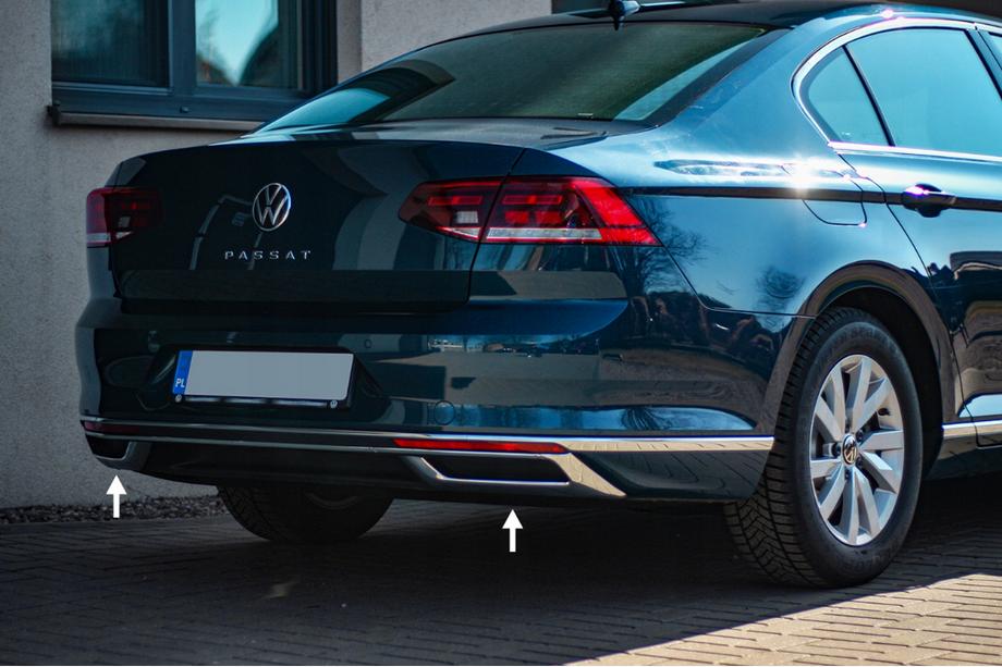 Volkswagen Passat B8 2015-2023 Embellecedores de escape OmsaLine SD/SW (2019+, 3 uds, acero inoxidable) Image