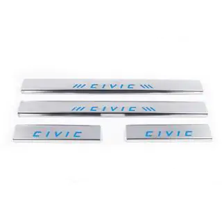 Placas de umbral azules (Carmos, 4 uds, acero inoxidable) Honda Civic 1995-2001 foto 2