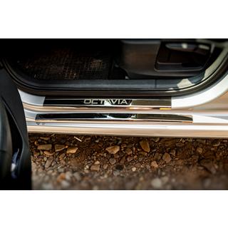 Protecciones de umbral Carmos V1 (8 uds., acero inoxidable) Skoda Octavia III A7 2013-2019 foto 2