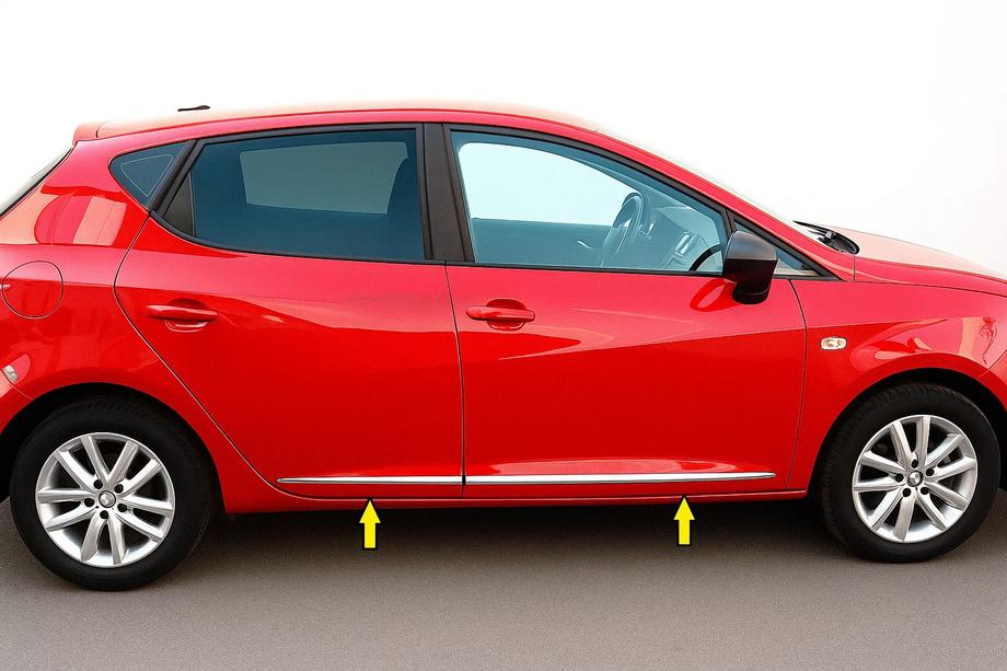 Seat Ibiza 2017- Molduras de Puerta Cromadas (4 uds, Acero Inoxidable) Image