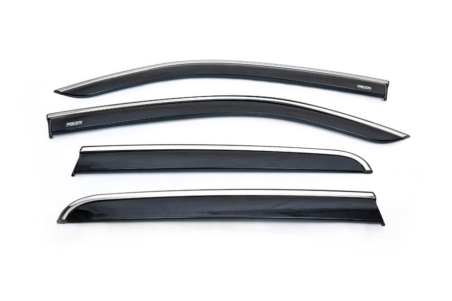 Volkswagen Amarok 2010-2022 Deflectores de ventana con moldura cromada (4 uds, Niken) Foto 7