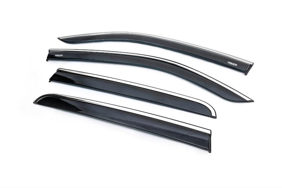 Volkswagen Amarok 2010-2022 Deflectores de ventana con moldura cromada (4 uds, Niken) Foto 8