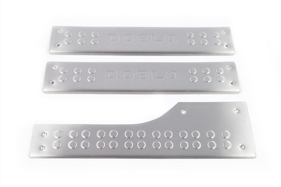 Fiat Doblo II 2010-2022 Cubiertas de umbral interior Carmos acero inoxidable 3 uds, Carmos - acero turco Foto 2