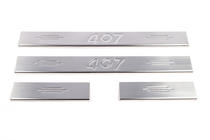 Peugeot 407 2004-2011 Protector de umbral de puerta en acero inoxidable (Carmos V2, 4 uds) foto 2