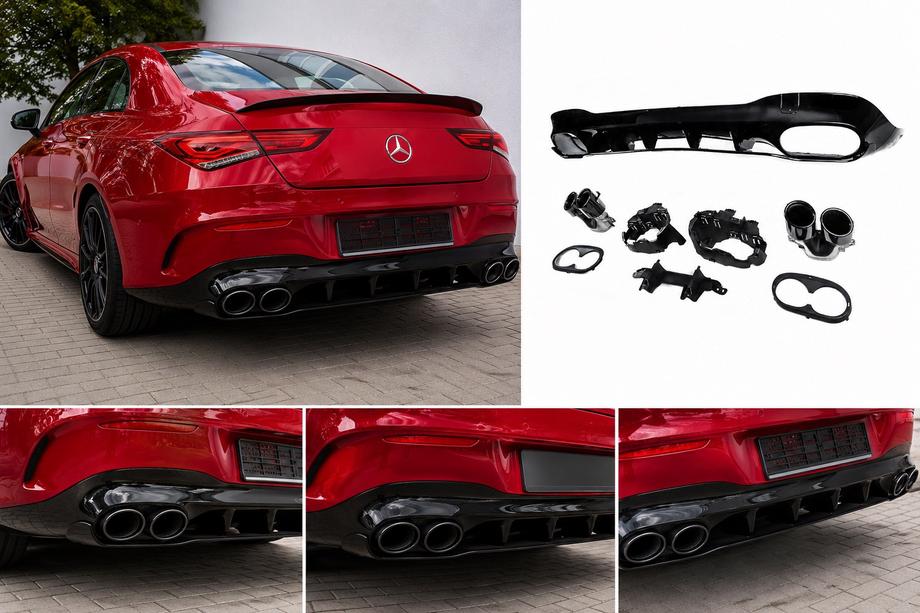 Mercedes CLA C118 2019- Difusor trasero con salidas de escape (diseño CLA45) Image