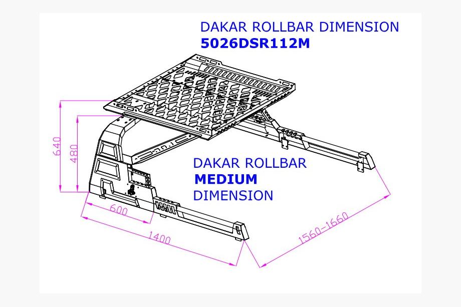 Ford Ranger 2011–2022 Barra antivuelco con cesta Dakar (para cubiertas enrollables) Foto 7