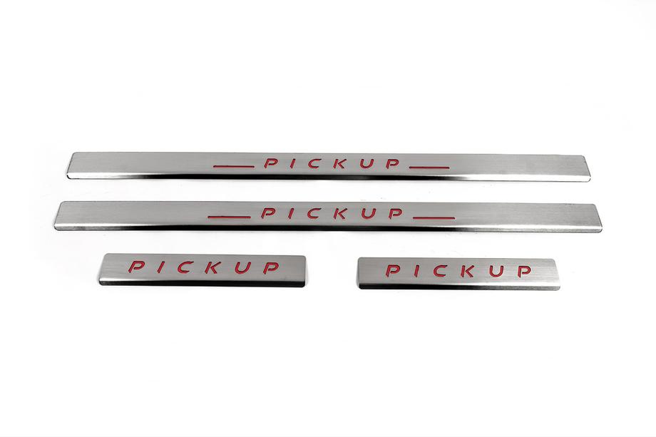 Nissan NP300 1999-2015 Protectores de umbral de puerta de acero inoxidable Carmos V2 (4 uds) Foto 2