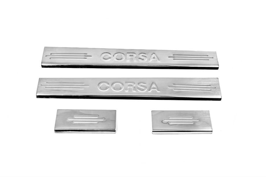 Opel Corsa C 2000-2006 Protectores de umbral de puerta de acero inoxidable Carmos V2 (4 uds) Foto 2