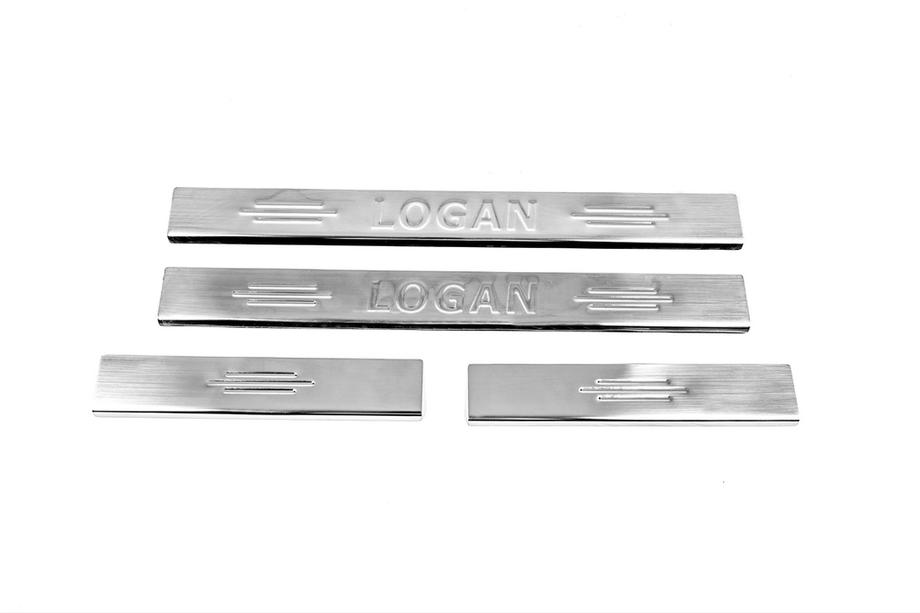 Renault Logan I 2008-2013 Protecciones de umbral Carmos V2 (4 uds, acero inoxidable) Image
