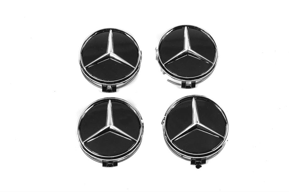 Mercedes-Benz Tapacubos centrales 70/75 mm con anillo (4 uds, negro) Foto 2