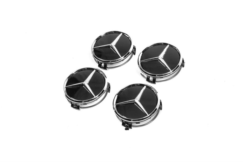 Mercedes-Benz Tapacubos centrales 70/75 mm con anillo (4 uds, negro) Foto 3