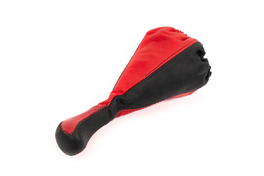 Funda universal de palanca de cambios con pomo (rojo, cuero) Image