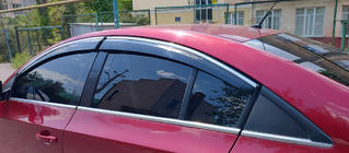 Chevrolet Cruze 2009–2015 Deflectores de Ventana con Moldura Cromada (4 uds, Sunplex Chrome) foto 2