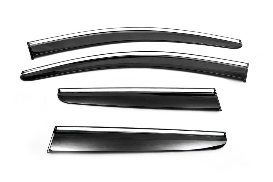 Nissan Qashqai 2010-2014 Deflectores de Ventana con Moldura Cromada (4 uds, Sunplex Chrome) Foto 2