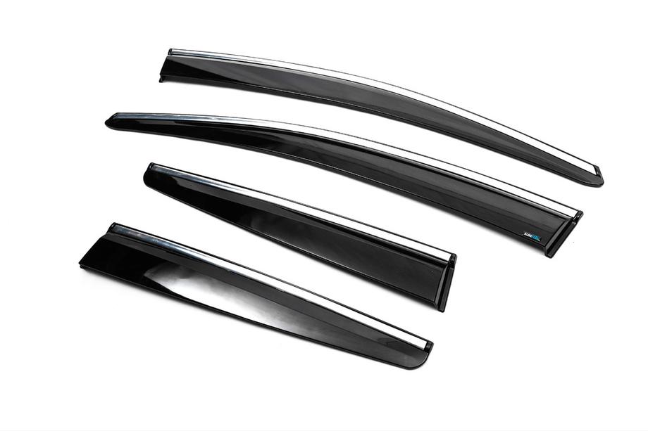 Opel Astra J 2009-2015 Deflectores de ventana cromados con franja HB/SD (4 uds, Sunplex Chrome) Foto 6