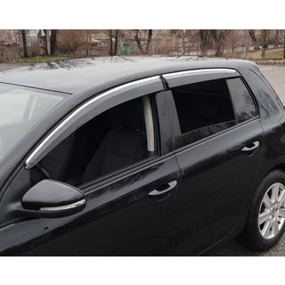 Deflectores de Ventana con Moldura Cromada HB (4 uds., Sunplex Chrome) Volkswagen Golf 6 2008-2014 foto 1