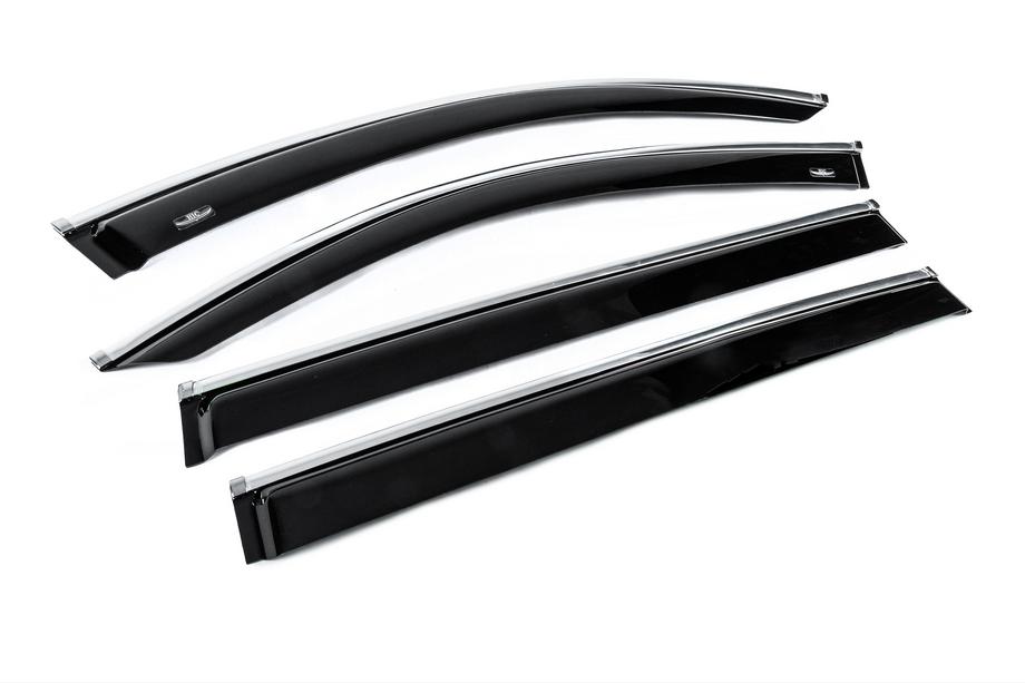 Volkswagen Tiguan 2016-2023 Deflectores de ventana con moldura cromada Allspace LWB (4 uds, HIC) Foto 3