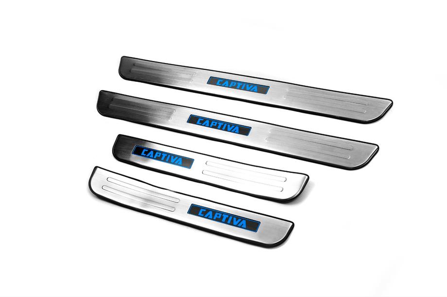 Chevrolet Captiva 2006-2019 Placas de umbral Libao LED (2006-2011, 4 uds, acero inoxidable) Image