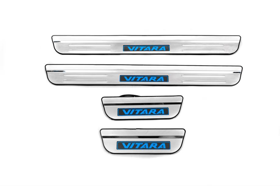 Suzuki Vitara 2015- Placas de umbral Libao LED (4 uds, acero inoxidable) Image