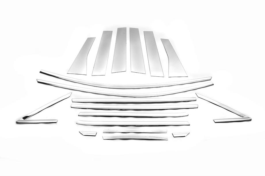 Ford Kuga/Escape 2013-2019 Juego completo de molduras de ventana Libao (18 piezas, acero inoxidable) Image