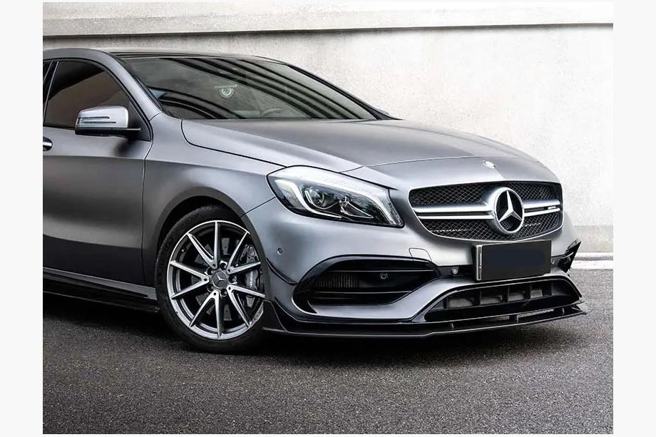 Mercedes A-class W176 2012-2018 Labio delantero (para AMG-Line / A45 AMG HB 2016-2018, negro) Foto 1