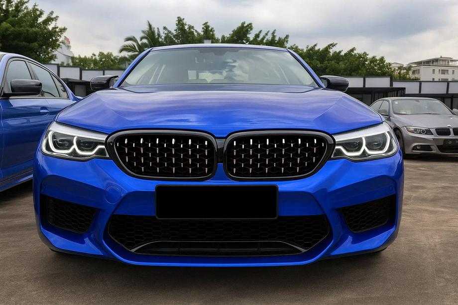 BMW Serie 5 G30/G31 2017–2023 Entradas de rejilla Diamond Silver V2 (2017-2020, Borde negro) Image