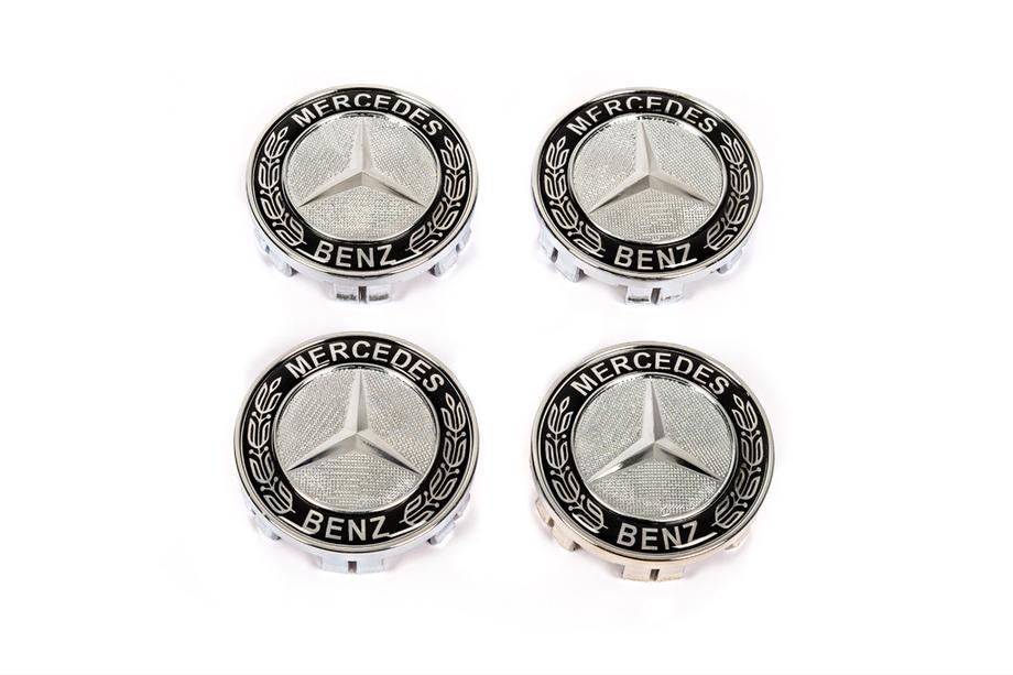 Mercedes-Benz Tapacubos centrales 71/75 mm sin aro (4 uds, negro V2) Foto 2