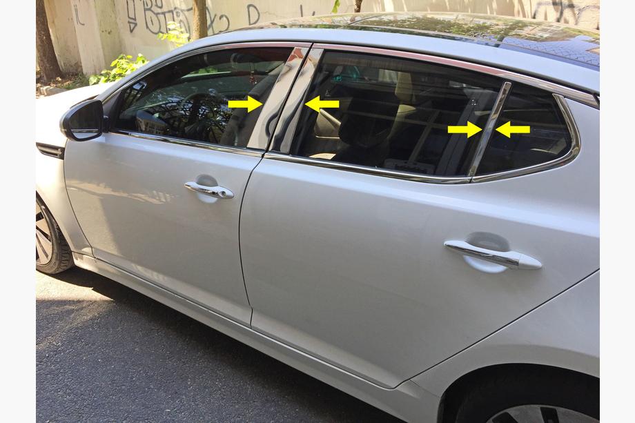 Kia Optima 2010-2016 Molduras de Acero Inoxidable para Pilares de Puerta (6 uds) Image