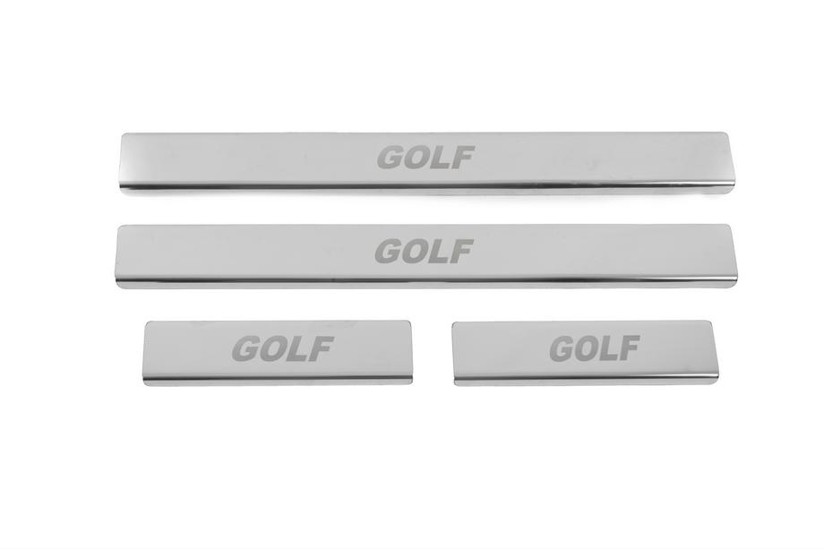 Volkswagen Golf 5 2003-2009 Protectores de umbral de puerta de acero inoxidable Carmos V2 (4 uds) Foto 1