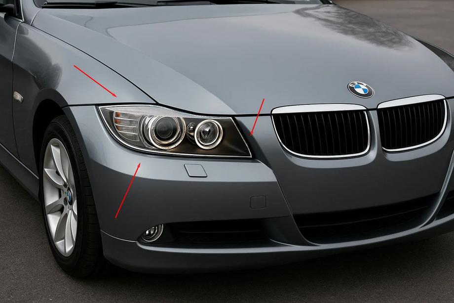 BMW 3 Series E90/E91 2005-2011 Cubiertas de Faros Cromadas (2 uds., Plástico) Image