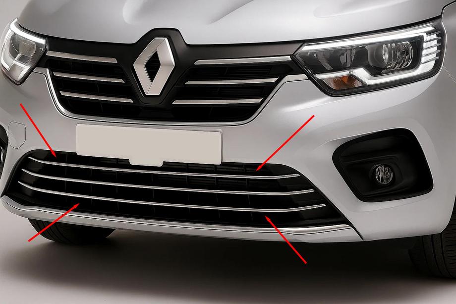 Renault Kangoo/Express 2021- Cubiertas de rejilla de parachoques (3 uds, acero inoxidable) Image
