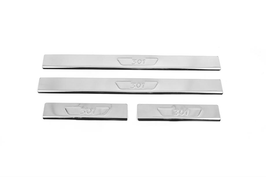 Peugeot 301 2012- Protectores de umbral de puerta de acero inoxidable Carmos V2 (4 uds) Foto 2