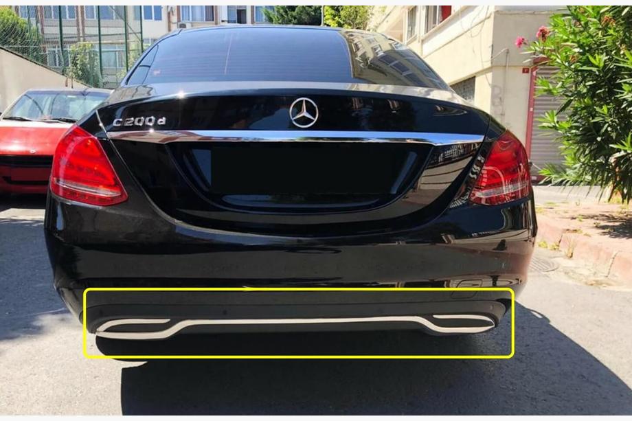 Mercedes C-class W205 2014-2021 Protector de Parachoques Trasero V1 Acero Inoxidable Image