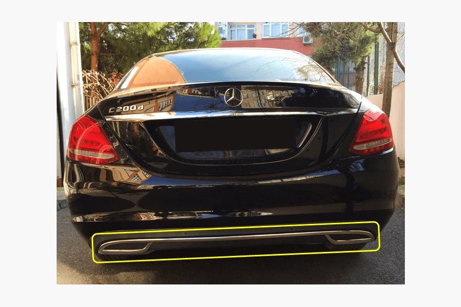 Mercedes C-class W205 2014-2021 Protector de borde de parachoques trasero V2 acero inoxidable Image