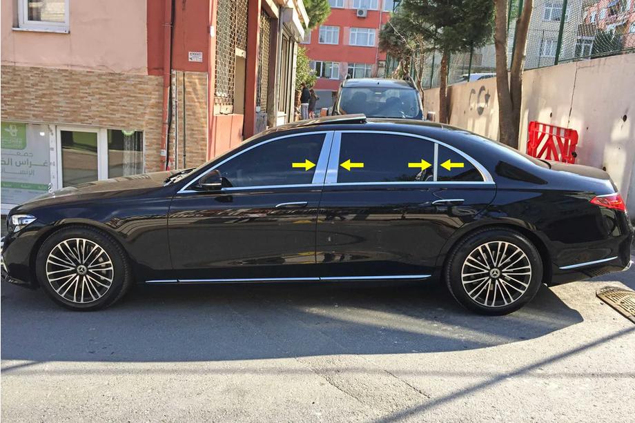 Mercedes S-class W223 2020- Cubiertas de pilares en acero inoxidable Image